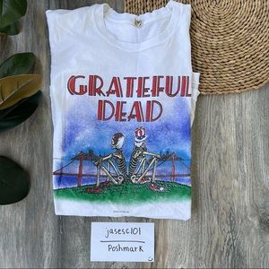 Grateful Dead Golden Gate Skull Band White T Shirt XL Adult 1981 Vintage RARE